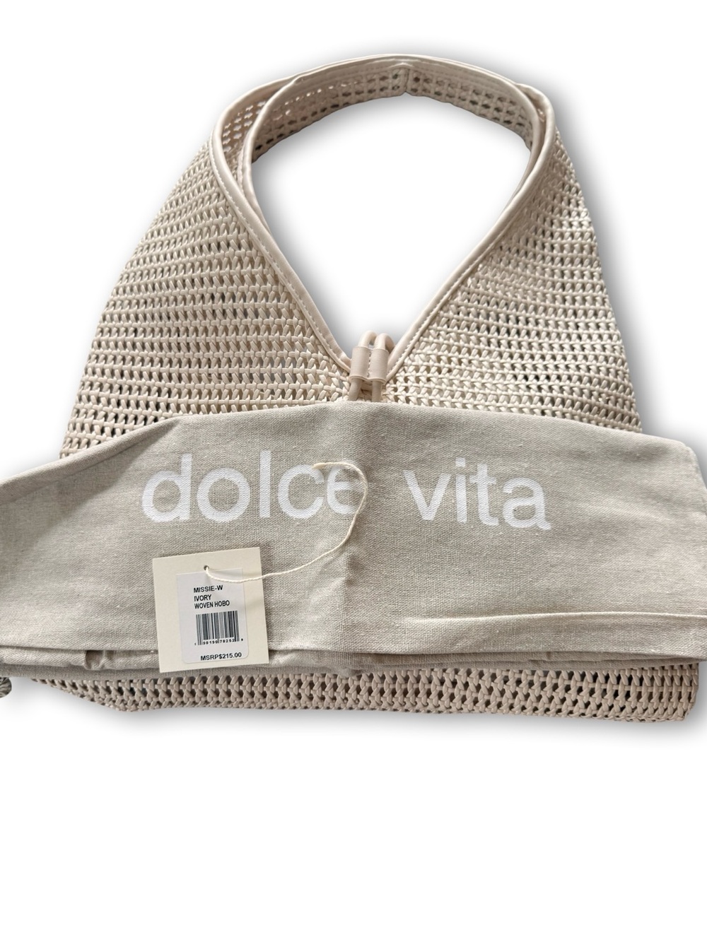 Dolce Vita Woven Hobo Shoulder Bag with Detachable Pouch – Cream - Picture 4 of 4